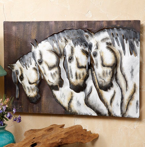 Four Horses Metal Wall Hanging