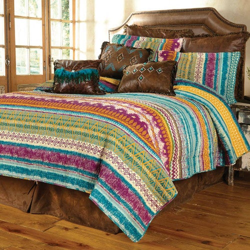 Fuchsia Tribal 3-Piece Quilt Bed Set - King