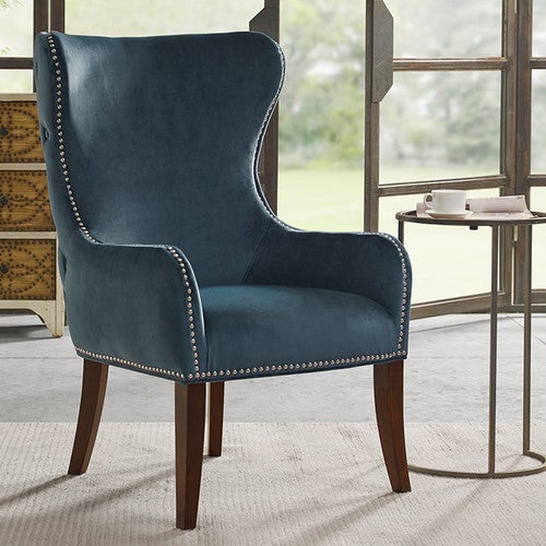 Geoffrey Button - Tufted Back Accent Chair - Blue