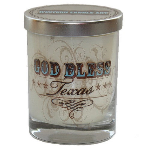 God Bless Texas Glass Candle