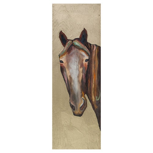 Golden Horse Stare Wall Art - 13 x 39