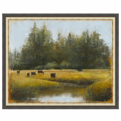 Grazing Cows Framed Canvas