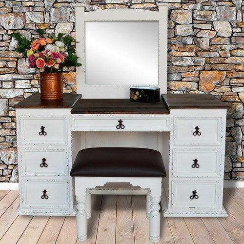 Gunnison Vanity with Mirror & Stool - White Finish