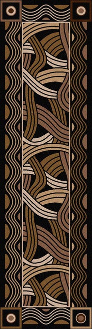 Hand Coiled Black Rug - 2 x 8