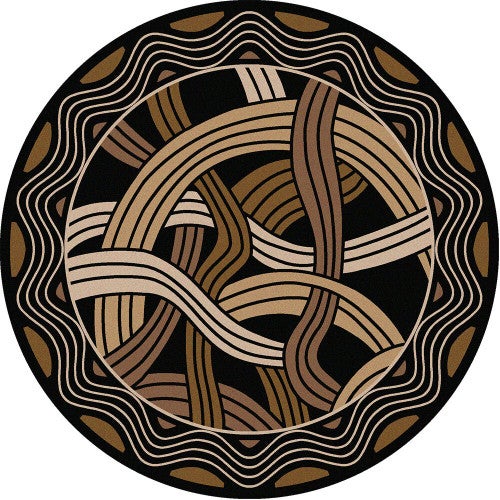 Hand Coiled Black Rug - 8 Ft. Round