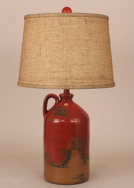 Handle Pottery Jug Table Lamp - Firebrick