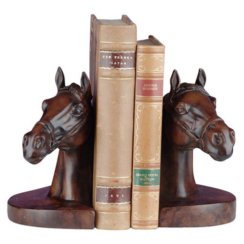 Horse Head Bookends - Burlwood