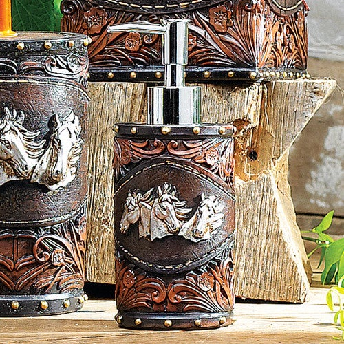 Horse Tooled Leather Lotion Pump