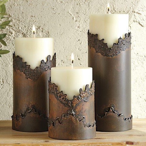 Jagged Edge Southwestern Metal Candle Holders - Set of 3