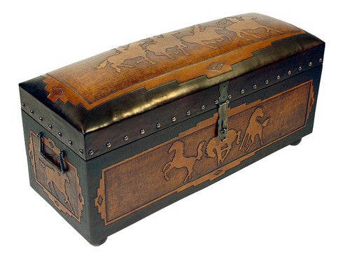 Jumbo Trunk Bench with Side Posse - Horses sides - Two Toned