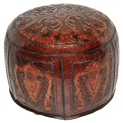 Large Ottoman Round Brown