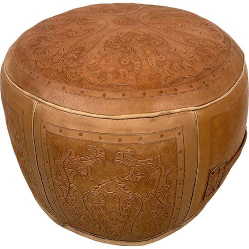 Large Round Ottoman - Colonial Natural