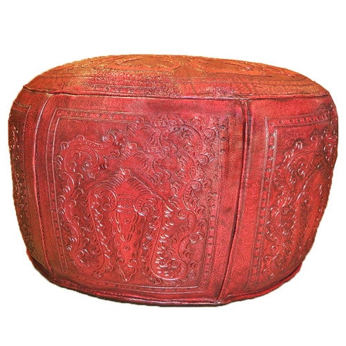 Large Ottoman Round Red