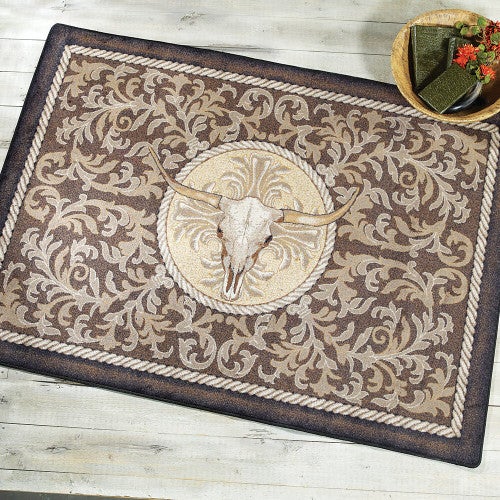 Longhorn Scrimshaw Rug - 5 x 8