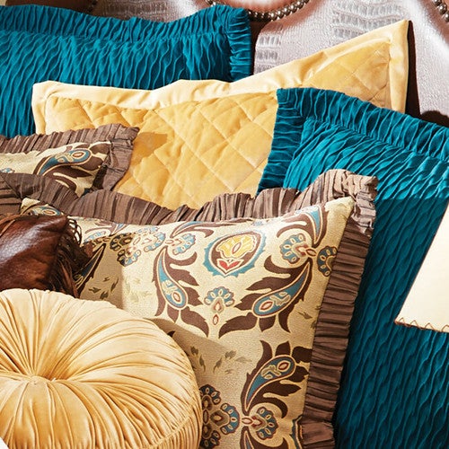 Loretta Quilted Gold Velvet Euro Sham - OUT OF STOCK UNTIL 11/18/2025