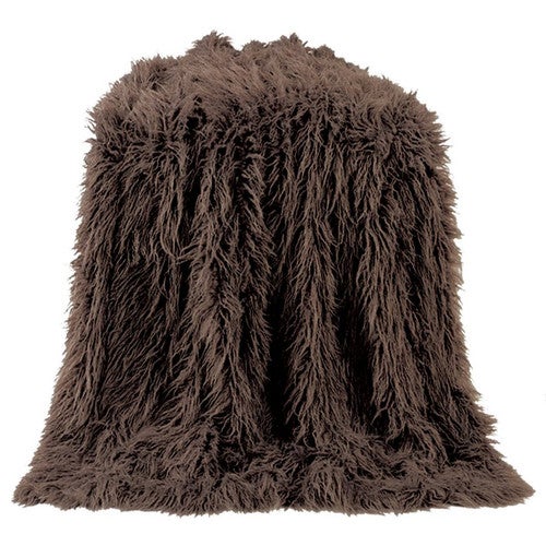 Mongolian Chocolate Faux Fur Throw