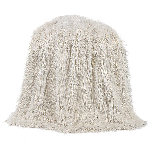 Mongolian White Faux Fur Throw