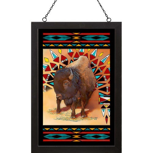 Native Bison Stained Glass Art