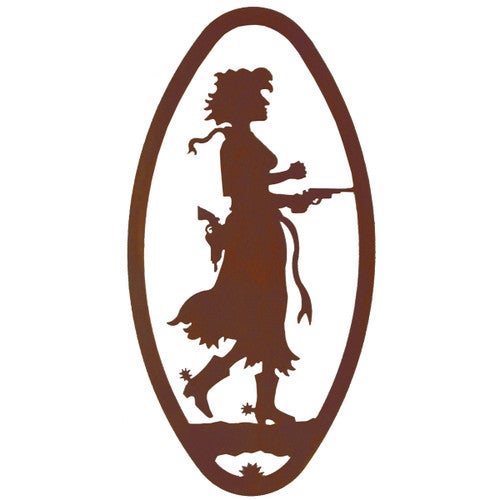 Pistol Cowgirl Cameo Metal Wall Art