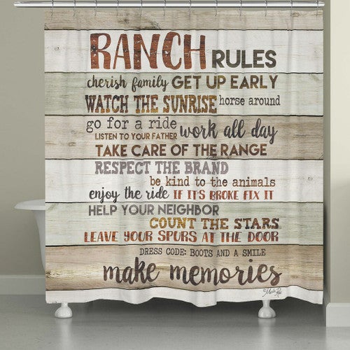 Ranch Commandments Shower Curtain - Neutral