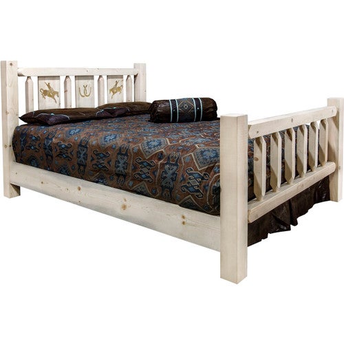 Ranchman's Bed with Laser-Engraved Bronc Design - King