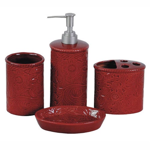 Savannah Crimson Ceramic Bath Set - 4 pcs