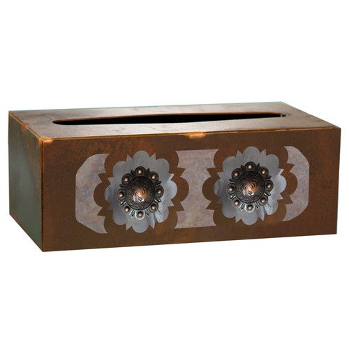 Round Copper Concho Rectangle Tissue Box Cover