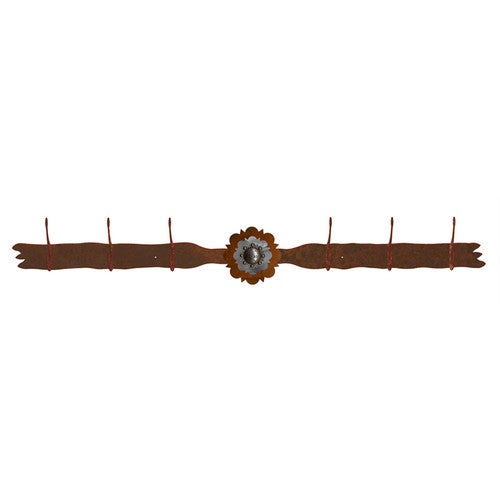 Round Old Silver Berry Concho 6 Hook Coat Rack