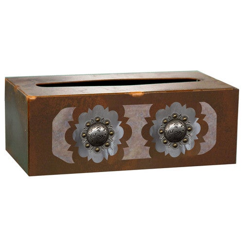 Round Silver Concho Rectangle Tissue Box Cover