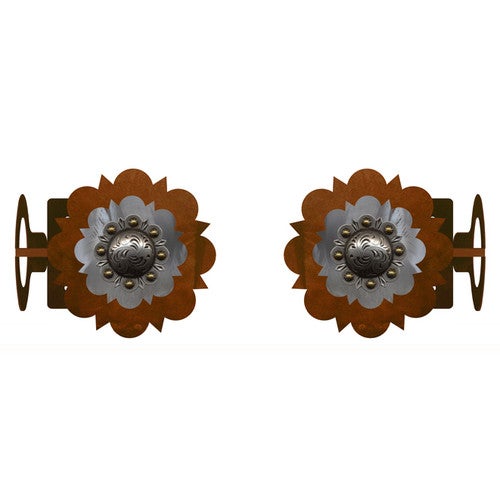Round Silver Concho Rod Brackets - Set of 2