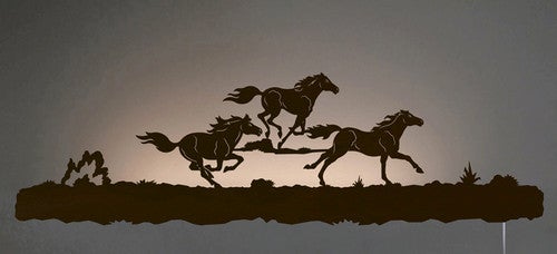Running Horses Back Lit Wall Art