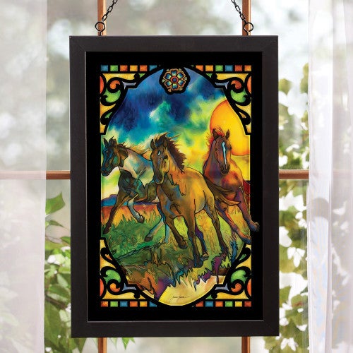 Running Horses Stained Glass Art