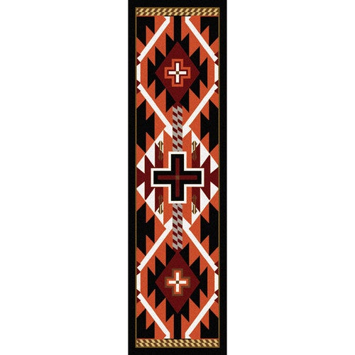 Rustic Cross Black Southwestern Rug - 2 x 8