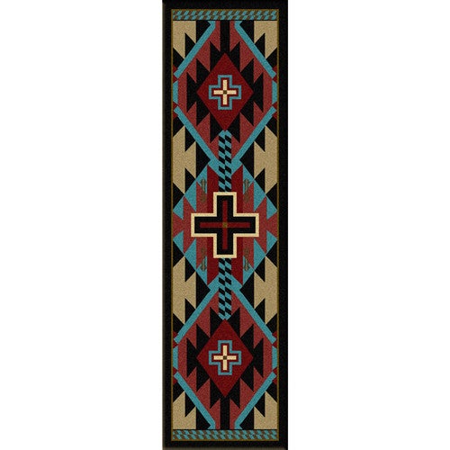 Rustic Cross Blue Southwestern Rug - 2 x 8