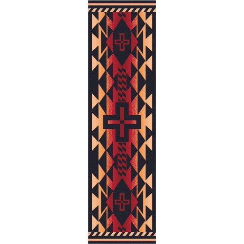 Rustic Cross Burnt Red Rug - 2 x 8