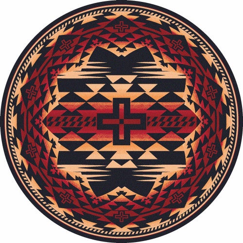 Rustic Cross Burnt Red Rug - 8 Ft. Round