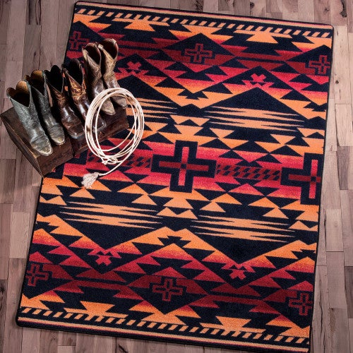 Rustic Cross Burnt Red Rug - 8 x 11