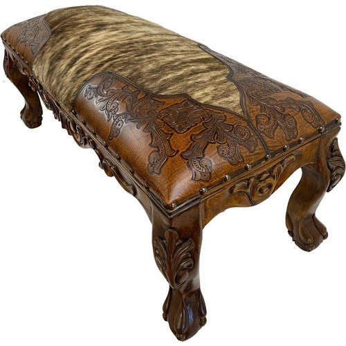 San Sebastian Bench - Hair on Hide & Rustic