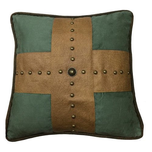 Santa Cruz Turquoise Studded Cross Pillow - OUT OF STOCK UNTIL 07/25/2025