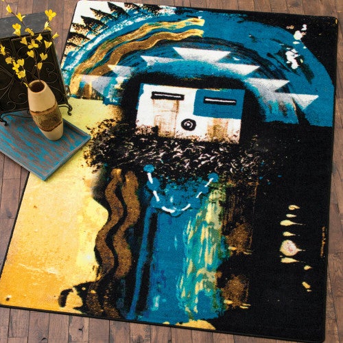 Santa Fe Boogie Blue Rug - 5 x 8
