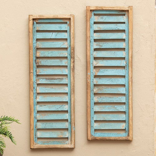 Santa Fe Turquoise Wood Shutters - Set of 2