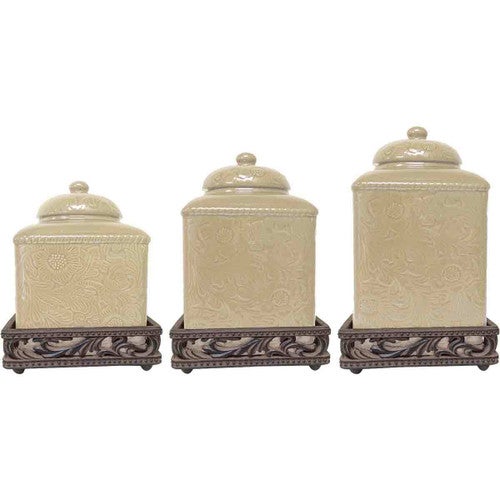 Savannah Cream Canister Set with Base