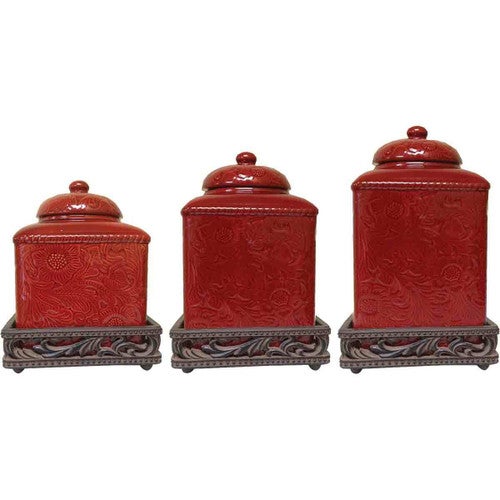 Savannah Red Canister Set with Base