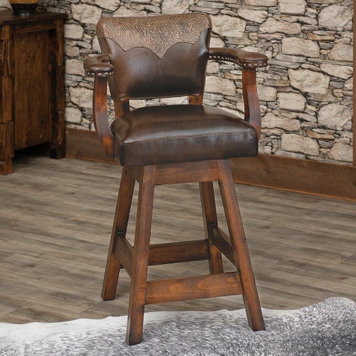 Sierra Canyon Tooled Leather Barstool
