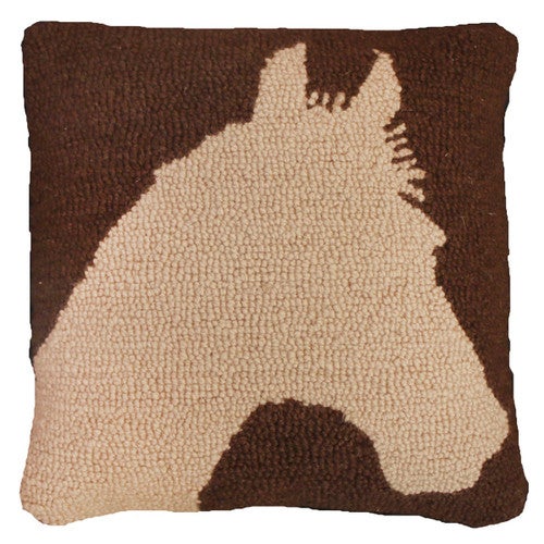 Silhouette Horse Hooked Wool Pillow