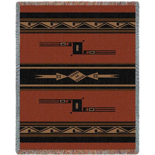 Southwest Geometric Black and Russet Blanket