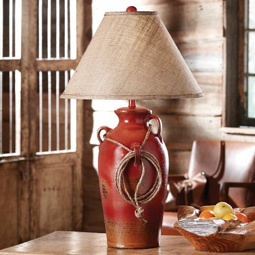 Firebrick Southwest Jar with Rope Table Lamp