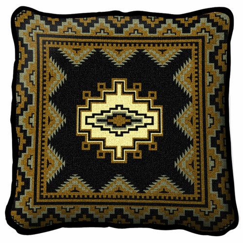 Southwest Sampler Black and Gold Pillow Cover
