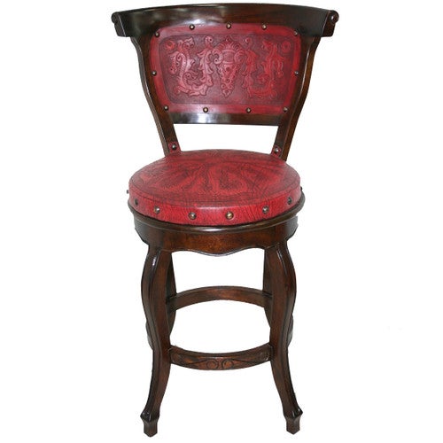 Spanish Heritage Barstool with Back - Red