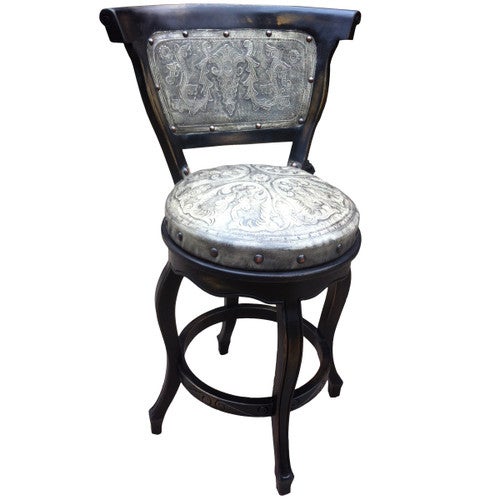 Spanish Heritage Swivel Barstool with Back - Ash